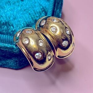 💛 Vintage Nolan Miller Gold Celestial Crystal Earrings